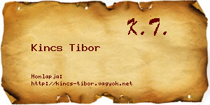 Kincs Tibor névjegykártya
